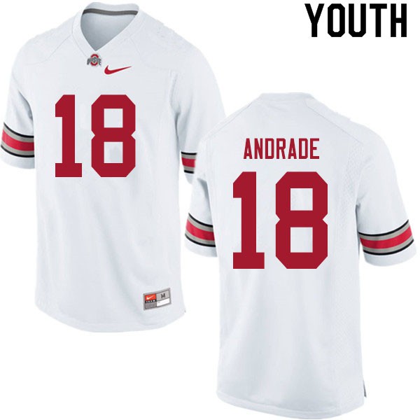 Ohio State Buckeyes #18 J.P. Andrade Youth Football Jersey White